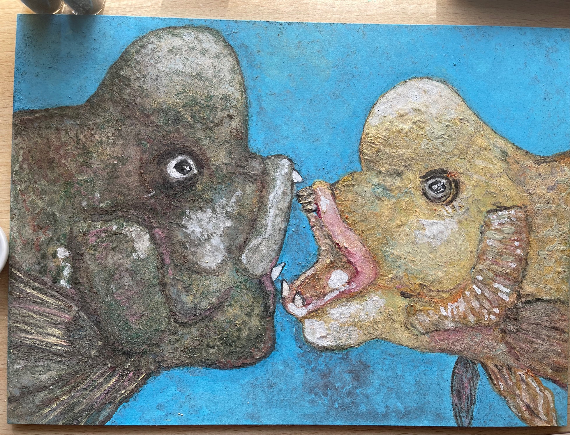 怪魚コブダイ頂上決戦を絵に描いたよ